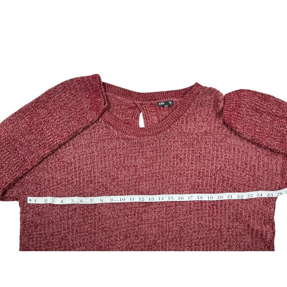 Express Women’s Cable Knit Split-Back Sweater – Burgundy/Maroon – Size L - Picture 3 of 6